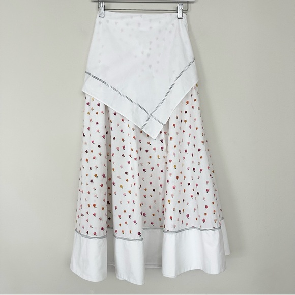 Rosie Assoulin Ula cotton poplin flower Waist Wrap midi skirt Tulip-printed - Picture 4 of 16